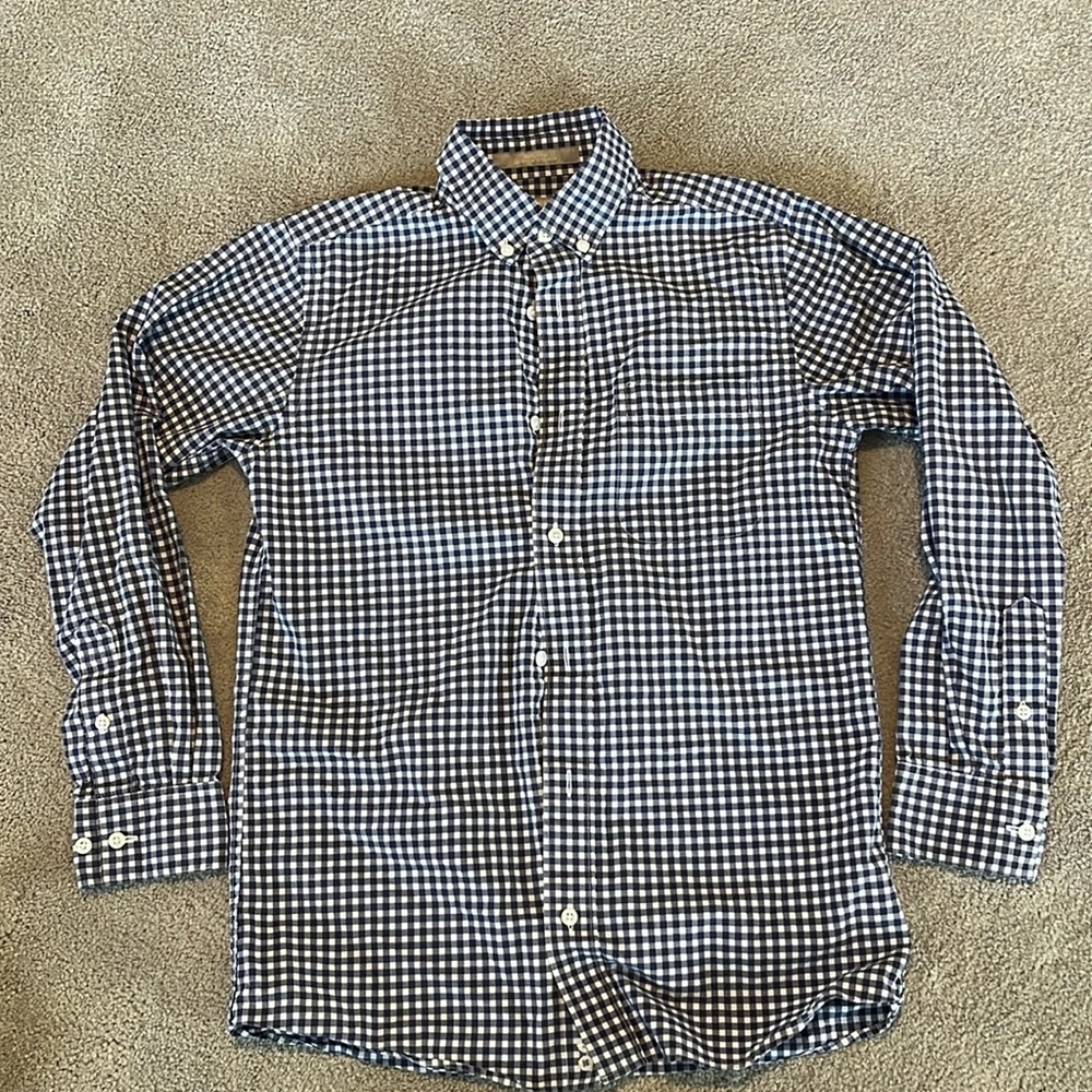 Classic blue checkered, button-down shirt, Nordstrom brand